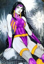 1girls big_breasts black_hair dc_comics ed_benes_studio long_hair looking_at_viewer mariah_benes pink_lips priscilla_kitaen purple_clothing solo_female solo_focus superheroine tagme voodoo voodoo_(wildstorm) wildstorm