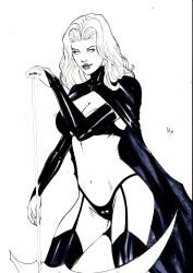 1girls big_breasts black_cape black_lips chaos_comics ed_benes_studio lady_death latex_gloves latex_thong looking_at_viewer matheushenrique_(artist) queen_of_the_dead scythe seductive_look solo_female tagme white_hair