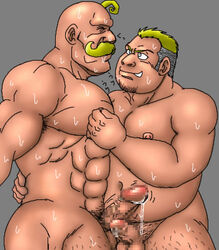 2boys alex_louis_armstrong bara censored facial_hair fullmetal_alchemist heymans_breda human male male_only multiple_boys muscle nude penis tagme testicles yaoi