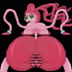 1girls anal animated animated_gif anus bar_censor black_pupils butthole censor_bar censored censored_pussy eyelashes green_eyes long_arms long_eyelashes long_legs long_neck mommy_long_legs muramasa_jp pink_body pink_hair pink_skin pixel_art poppy_playtime pussy pussy_juice