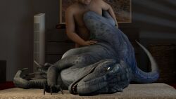 16:9 2021 3d 3d_(artwork) 4k absurd_res blue_(jurassic_world) carpet claws digital_media_(artwork) dinosaur dromaeosaurid duo female female_on_human female_penetrated feral feral_penetrated furniture hand_on_leg hand_on_stomach hi_res holding_leg human human_on_feral human_penetrating human_penetrating_feral inside interspecies ivorylagiacrus jurassic_park jurassic_world larger_female light-skinned_male looking_at_viewer looking_pleasured lying male male/female male_on_feral male_penetrating male_penetrating_female mammal nude on_ground on_side open_mouth penetration raised_leg reptile scalie sex sharp_teeth smile source_filmmaker spread_legs spreading teeth theropod toe_claws universal_studios velociraptor widescreen zoophilia