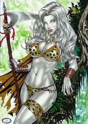 1girls big_breasts chaos_comics coffin_comics death_(personification) dominant_female ed_benes_studio goddess grim_reaper lady_death leopard_print_bikini long_hair looking_at_viewer queen_of_the_dead red_lips rudimar_patrocinio savage_land seductive_eyes seductive_look solo_female tagme white_hair