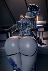 1girls ada-1 big_ass blue_eyes bubble_butt bungie butt_focus coel3d destiny_(game) destiny_2 exo female glowing_eyes huge_ass huge_butt looking_at_viewer looking_back looking_back_at_viewer metallic_body no_panties presenting presenting_hindquarters solo solo_female tagme