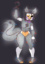 breasts female five_nights_at_freddy's fox furry glitch lolbit_(fnaf) pirate pirate_hook solo solo_female static tagme tv_head zhenai