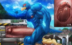 abs anthro balls biceps bodybuilder falco_lombardi furry furry_only hyper hyper_balls hyper_genitalia hyper_muscles hyper_penis hyper_testicles macro magangz male male_focus male_only masturbation muscles muscular muscular_arms muscular_ass muscular_back muscular_legs muscular_male muscular_thighs nipples pecs penis star_fox testicles veins veiny_penis