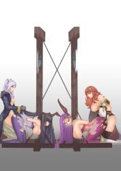 2futas 2girls bebekpeking blush breasts breasts_out bunny_ears bunnysuit cape celica_(fire_emblem) clothed_female clothed_futanari clothed_sex dark_hair death doggy_style dubious_consent earrings fire_emblem fire_emblem_awakening fire_emblem_echoes:_shadows_of_valentia fire_emblem_gaiden fire_emblem_heroes from_behind futa_on_female futanari gloves grabbing_from_behind guillotine hair_pull hair_pulling hand_on_ass headband imminent_death implied_futanari implied_penetration implied_sex kneeling long_hair looking_back nintendo nipples off_shoulder open_jacket pants_down pantyhose pulling_hair purple_hair red_eyes red_hair restrained robin_(fire_emblem) robin_(fire_emblem)_(female) shirt_down sonya_(fire_emblem) sonya_(spring)_(fire_emblem) tharja_(fire_emblem) tharja_(spring)_(fire_emblem) thighhighs tights torn_clothes torn_pantyhose twintails white_dress white_hair