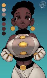 african african_female big_breasts breasts busty chibi clothes dark-skinned_female dark_skin female female_focus female_only gloves neozoa nz_naughty