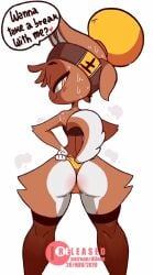 anthro ass_shake baozi_(diives) diives female_only furry furry_only looking_at_viewer looking_back pulling_panties solo twerking xingzuo_temple