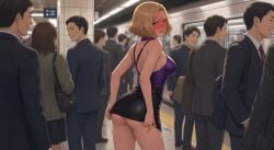 ai_generated embarrassed nina_williams public skirt tekken tekken_8