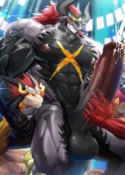 abs anthro balls biceps bodybuilder furry furry_only gay handjob hyper hyper_balls hyper_genitalia hyper_penis hyper_testicles magangz male male_focus male_only muscles muscular muscular_arms muscular_ass muscular_back muscular_legs muscular_male muscular_thighs nipples pecs penis stroking_cock stroking_penis testicles threesome veins veiny_penis