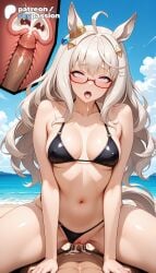 1boy 1girls 2026 ahoge ai_assisted ai_generated anime beach bikini bikini_aside biwa_hayahide_(umamusume) black_bikini blue_sky boobs breasts bust cervix clothed_sex clothing_aside cloud cock cowgirl_pose cowgirl_position cross-section cum cum_in_pussy deep_penetration dick ejaculation girl_on_top glasses heart-shaped_pupils hetero hi_res high_quality high_resolution highres internal_cumshot long_hair love_making navel outdoors patreon patreon_username penetration penis red-framed_eyewear semi-rimless_eyewear sex sexual_intercourse sky skypassion solo_focus stable_diffusion straddling swimsuit symbol-shaped_pupils tits umamusume umamusume_pretty_derby uncensored under-rim_eyewear uterus vaginal watermark woman_on_top x-ray