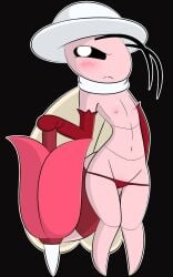 1boy almost_naked bug_fables dreameclipsewolf feminine_male male male_focus male_only monsieur_scarlet_(bug_fables) panties pink_body tagme