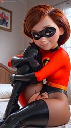 ai_generated ass helen_parr latex_bodysuit latex_gloves latex_thighhighs looking_at_viewer pantyhose pubic_hair pussy ready_for_sex the_incredibles thighs