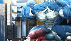 abs anthro balls biceps bodybuilder flexing flexing_arms flexing_bicep furry furry_only gay hyper hyper_balls hyper_genitalia hyper_penis hyper_testicles legs_spread macro magangz male male_focus male_only muscles muscular muscular_arms muscular_ass muscular_back muscular_legs muscular_male muscular_thighs nipples on_knees pecs penis shark testicles veins veiny_penis