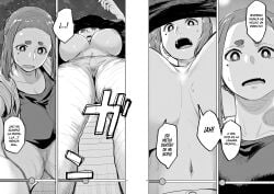 casual_exposure downblouse embarrassed_nude_female huge_breasts kaii_to_otome_to_kamikakushi no_bra official_art ogawa_sumireko public_exposure recording streaming tummy underboob