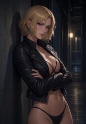 ai_generated g-string leather_jacket nina_williams tekken tekken_8
