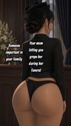 ai_generated big_ass enfermosic28 funeral funeral_dress insinuation milf mom mom_and_son small_waist thong urn your_mom
