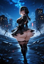 1girl 1girls ai_assisted ai_generated ass ass_focus bangs big_ass big_breasts black_dress black_footwear black_hair boots breasts building city curvaceous curvy curvy_female curvy_figure dress female female_only gloves high_heels hololive hololive_english huge_ass large_breasts light-skinned_female long_hair long_sleeves looking_at_viewer looking_back miyuai night no_panties orange_eyes shiori_novella short_dress sky skyscraper smile solo standing star_(sky) starry_sky thick thick_ass thick_butt thick_hips thick_legs thick_thighs thigh_boots thighhighs thighs voluptuous voluptuous_female wide_hips wide_thighs yellow_eyes