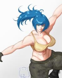 1girls big_breasts big_tits blue_eyes blue_hair curvaceous curvy_female huge_breasts king_of_fighters leona_heidern light-skinned_female light_skin long_hair maewen pale-skinned_female pale_skin thick tits voluptuous voluptuous_female