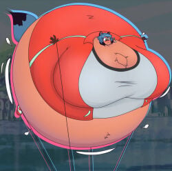 bloopsyblue floating furry inflation spherical_inflation tail tied_down