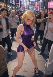 ai_generated crowd embarrassed nina_williams skirt tekken tekken_8
