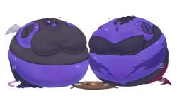 2girls blueberry_inflation enjoying immobile inflation sile2011 spherical_inflation sunken_head sunken_limbs