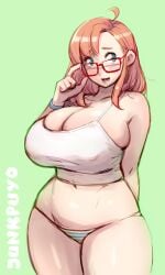 1girls big_breasts blue_eyes breasts bursting_breasts cleavage curvaceous curvy erect_nipples female female_only ginger ginger_hair glasses huge_breasts junkpuyo large_breasts light-skinned_female light_skin nerd nerdy_female pokies red_hair rita_(colo) slightly_chubby solo sweet_hex thick_thighs wide_hips