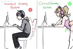 2boys anal anal_sex before_and_after computer correct_gaming_posture_(meme) crossdressing femboy meme sissy stockings trap vissentia