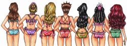 7girls akaamamura20 ariel ariel's_sisters bikini disney female female_only group hair human swimsuit the_little_mermaid