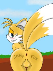 anal ass ass biting_lip blush fox fox_ears fox_tail furry gay looking_at_viewer pleasure_face shiny_skin solo sonic_(series) sonic_the_hedgehog_(series) spanky15 tails tails yellow_body