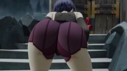1girls 3d animated ass ass_focus ass_shake bare_shoulders black_hair black_shorts female from_behind genshin_impact huge_ass jiggle kishi kujou_sara mask mask_on_head shiny shiny_hair short_hair short_shorts shorts solo thick_thighs twerking video webm