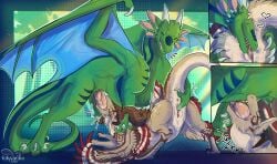 cunnilingus deep_throat dracix dragon duo eyes_closed feathered_dragon feathered_scalie feathers fellatio female feral fingering hi_res hollyvardia male male/female mythological_creature mythological_scalie mythology neck_bulge oral oral_penetration penetration penile scalie sex size_difference temerity vaginal vaginal_fingering wings