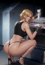 ai_generated g-string nina_williams squatting tekken tekken_8