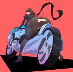 anus ass bike blush bodysuit brown_hair bubble_butt fat_ass female female_focus human johanna_(persona) looking_at_viewer makoto_niijima makoto_niijima_(queen) motorcycle motorcycle_suit pale_skin persona persona_(species) persona_5 phantom_thief_suit puffy_pussy pussy red_eyes ripped_bodysuit scarf smile81872864 solo solo_focus tagme torn_clothes vehicle