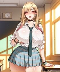 ai_generated big_ass big_breasts horny_female kitagawa_marin korotsuke school_uniform sono_bisque_doll_wa_koi_wo_suru