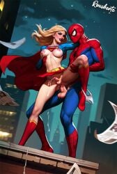 1boy 1futa ai_assisted ai_generated anal anal_penetration anal_sex blonde_hair bodysuit cape commission cumming_while_penetrated dc_comics evening fondling_own_breast futanari_penetrated intersex manhattan marvel medium_breasts newhalf panties_around_one_leg peter_parker projectile_cum pubic_hair rousherte self_upload skintight_bodysuit skirt_lift small_penis spider-man standing_sex supergirl tagme trans transgender variant_set
