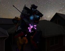 3d 3d_render autobot big_breasts blue_armor blue_eyes blue_lipstick blue_nipples cybertronian decepticon female mechanical_penis red_body road_rage robot robot_girl straight thick_thighs transformers xrazer5