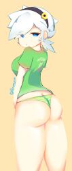 1girls big_breasts blue_eyes brawl_stars bubble_butt cactus colette_(brawl_stars) green_clothing hairband looking_back panties paromune spike_(brawl_stars) thick_ass thick_thighs white_hair