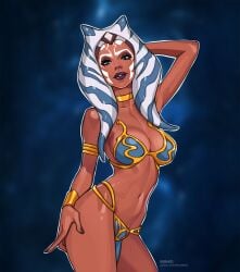 1girls ahsoka_tano alien alien_girl alternate_version_available arm_behind_head arm_up armlet armwear athletic_female background belly_dancer belly_dancer_outfit bikini blue_background blue_clothing blue_eyes blurry blurry_background bra bracelet breasts cleavage clothed_female clothing collar dancer dancer_outfit eyelashes female female_only femsub fit_female hand_behind_head hand_on_leg harem_girl harem_outfit headband headgear horn humanoid jedi large_breasts lips loincloth long_eyelashes long_fingers looking_at_viewer minko neckwear orange_body orange_skin parted_lips patreon pose posing signature slave slave_ahsoka slave_bikini slave_collar slave_outfit slavegirl solo standing star_wars star_wars_rebels submissive submissive_female sweat teeth tentacle tentacle_hair url voluptuous wet