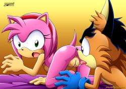 amy_rose bbmbbf hedgehog lightning_lynx looking_at_viewer lynx mobius_unleashed naked palcomix pussy_juice sonic_(series) sonic_the_hedgehog_(series) surprised_expression