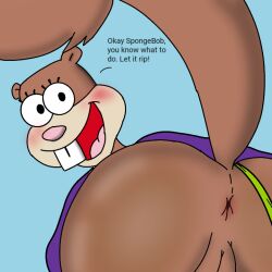 anus ass bending_over brown_body buckteeth fat_ass furry looking_at_viewer sandy_cheeks showing_off solo spanky15 spongebob_squarepants squirrel straight_hair tail