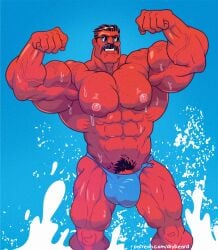 1boy abs hulk_(series) male male_focus male_only marvel marvel_comics mature mature_male moustache muscular muscular_male red-skinned_male red_hulk red_skin sunglasses thunderbolt_ross vinceart2