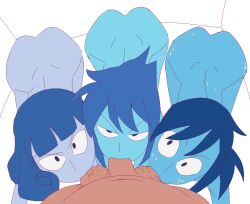 1boy 3girls alien alien_girl all_fours ass ball_sucking balls blowjob blowjob_face blue_body blue_clothing blue_eyes blue_female blue_hair blue_skin cartoon_network collaborative_fellatio colored_skin curious eye_contact female freckles gem_(species) hairy_balls human humanoid interspecies lapis_lazuli_(gem) lapis_lazuli_(steven_universe) looking_at_viewer looking_up looking_up_at_viewer male male_human/female_alien male_human/female_humanoid male_pov male_pubic_hair maledom mean_lapis multiple_girls multiple_subs nice_lapis nude_female nude_male obedient_sub on_all_fours oral oral_sex penis pov sex short_blue_hair short_hair slight_smile smiling_at_viewer steven_universe steven_universe_future submissive_female sucking_balls sucking_testicles teamwork thin thin_female tsundere unhappy_female unseen_male_face yev-san