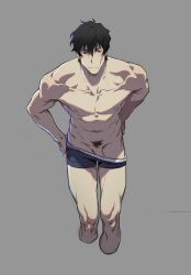 black_hair blood_blockade_battlefront hands_on_hips kekkai_sensen leaning_forward male male_only muscular overgank paja192 steven_a._starphase underwear_down