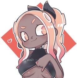 1girls bow breasts clothed clothing dark-skinned_female dark_skin female female_only octoling splatoon splatoon_2 underboob whichdoll