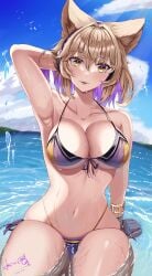 1girls beach big_breasts bikini hossy swimsuit tagme touhou toyosatomimi_no_miko