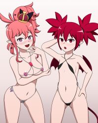 2girls alternate_version_available breasts demon demon_girl demon_tail demon_wings disgaea disgaea_1 disgaea_5 etna johnthems large_breasts multiple_girls nippon_ichi_software seraphina_(disgaea) skimpy_bikini small_breasts