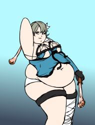 1girls bbjangles22 bbw belly big_belly big_breasts breasts chubby clothing fat female female_only huge_belly kaine_(nier) light-skinned_female light_skin morbidly_obese nier nier_replicant obese obese_female overweight solo solo_female thick_thighs
