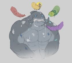 abs alien arc_(artist) disney gantu gay grey_skin lilo_and_stitch male male/male male_focus male_only muscular muscular_male yaoi