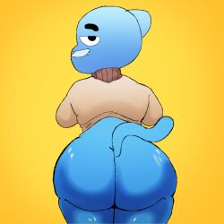 1boy 1femboy big_ass big_butt bubble_ass bubble_butt feline femboy gay gumball_watterson male_only mriii4327 the_amazing_world_of_gumball viewed_from_behind